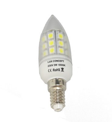 Lâmpada LED E14 Vela Transparente 3W
