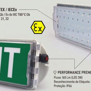 Bloco de Emergência LED ATEX 3W IP66 | Zonas 1, 2, 21 e 22