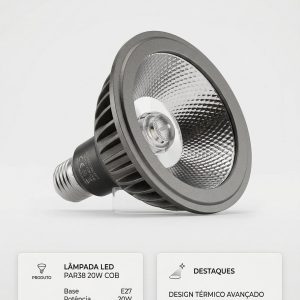 Lâmpada LED PAR38 20W COB E27