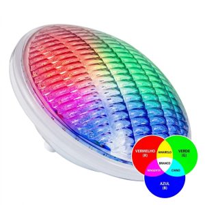 Lâmpada LED Piscina PAR56 RGB 12V DC – Sincronização Perfeita (4 Fios)